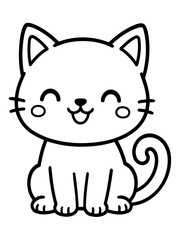 Fototapeta premium Caring Cat: A charming cartoon depiction of a smiling cat, full of joy and playful mischief, ready to bring smiles and warmth to any heart.