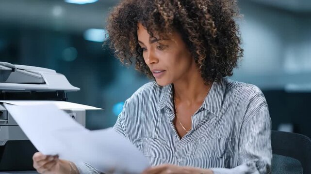 Medium shot of office worker scanning invoices using optical character recognition software enhancing accuracy in automated billing workflows.