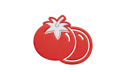 3D Red Tomato Icon on White Background