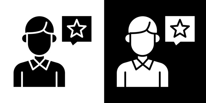 Customer Review Man  Icon Set White Style Collection