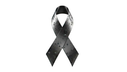 Black Awareness Ribbon with Water Droplets