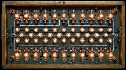 Vintage Bulb Panel with Multiple Illuminated Lights