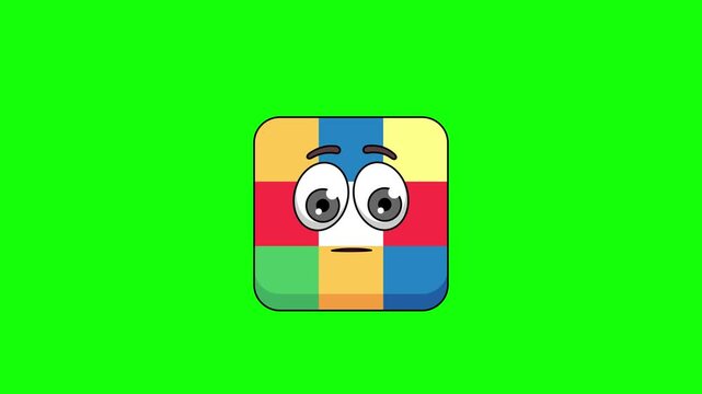 cube puzzle character with a raised eyebrow, skeptic's face