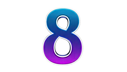 3D Gradient Number 8 on White Background
