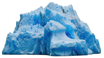 Large ice formation in natural light showing blue tones and jagged edges on its surface