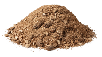Wood powder is gathered in a pile on a white surface for various uses in woodworking and crafts