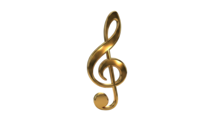 Musical symbol made of gold with a simple design on a white background used in various music-related activities