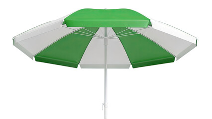 Fototapeta premium Green and White Striped Beach Umbrella