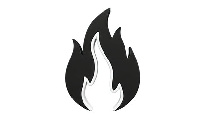 Black and White Flame Icon