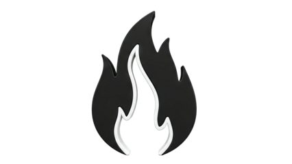 Black and White Flame Icon