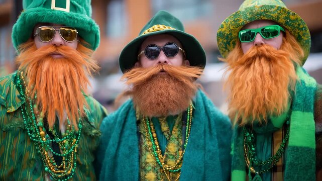 Festive celebration with lively st. patrick's day leprechaun friends in green attire