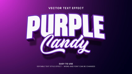 purple candy editable text effect 3d vector