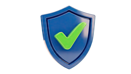 Blue shield with green checkmark icon