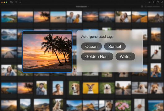 Digital Photo Software Interface Showing Auto-Generated Tags