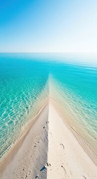 Remote sandy shoreline with clear turquoise water suggesting a difficult or inescapable situation, hiding potential peril and deep isolation, misleading, shoreline, beautiful