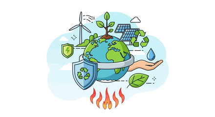 Eco Friendly Earth Protection Concept Illustration.