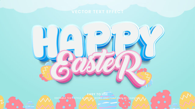 happy easter editable text effect 3d vector