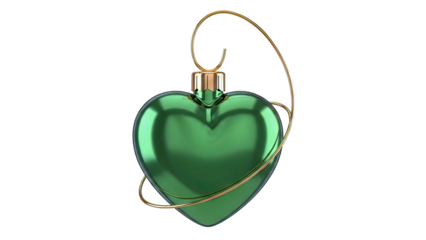 Green Heart Christmas Ornament with Gold Wire Detail