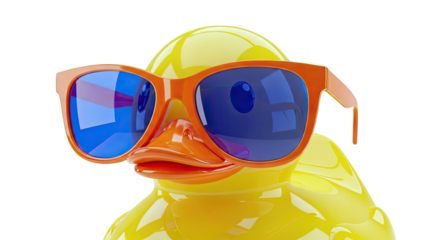 Yellow Rubber Duck Wearing Orange Sunglasses