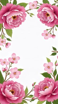 Vibrant Pink Floral Frame Border Video Background.