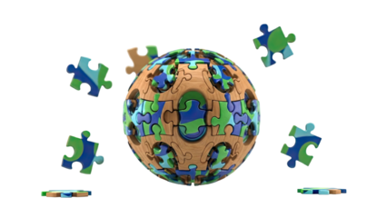 Spherical Puzzle Globe with Floating Pieces