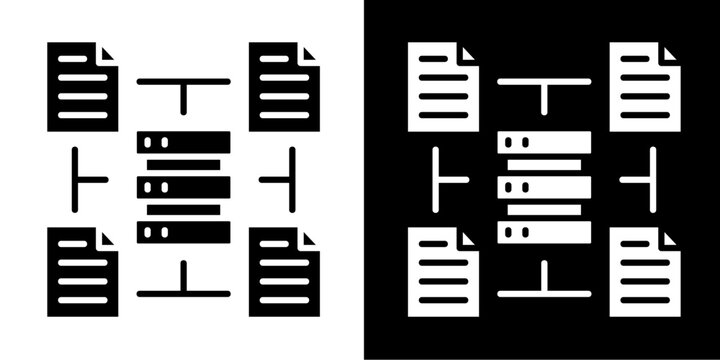 Big Data Icon Set White Glyph Style Collection
