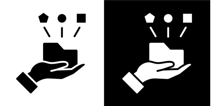 Data Icon Set White Glyph Style Collection
