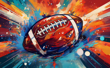 american football ball on black background