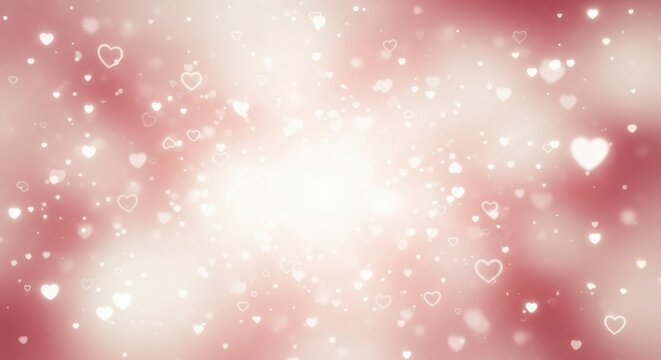 Happy Valentines Background with Heart Shapes Floating in Soft Focus Pink Environment