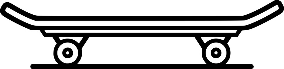 Obraz premium Simple linear skateboard icon: minimalist black and white outline design 