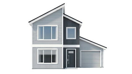 Modern Two-Story House with Gray Siding and Garage