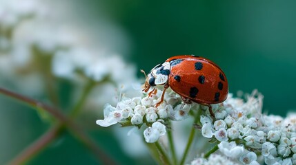 ladybug on white flowers