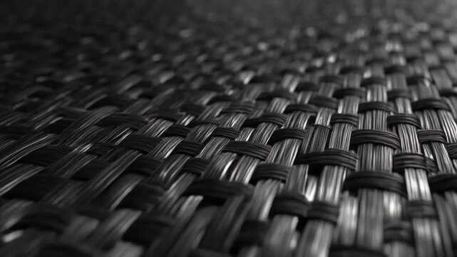 Close up Macro Shot of Woven Carbon Fiber Material in Dark Grey