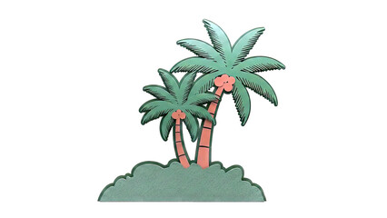 Obraz premium Two Palm Trees on a Green Hill