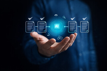 AI generated intelligent document workflow management artificial intelligence automating approval verification and data processing to improve enterprise efficiency security and digital transformation