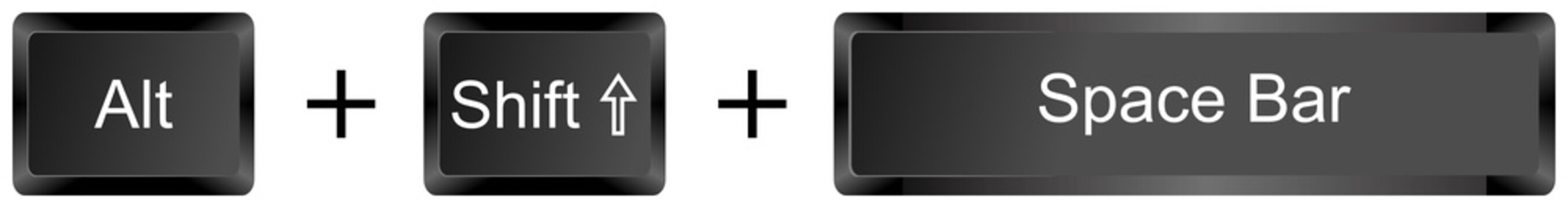 Alt Shift Spacebar keyboard shortcut keys isolated on white background