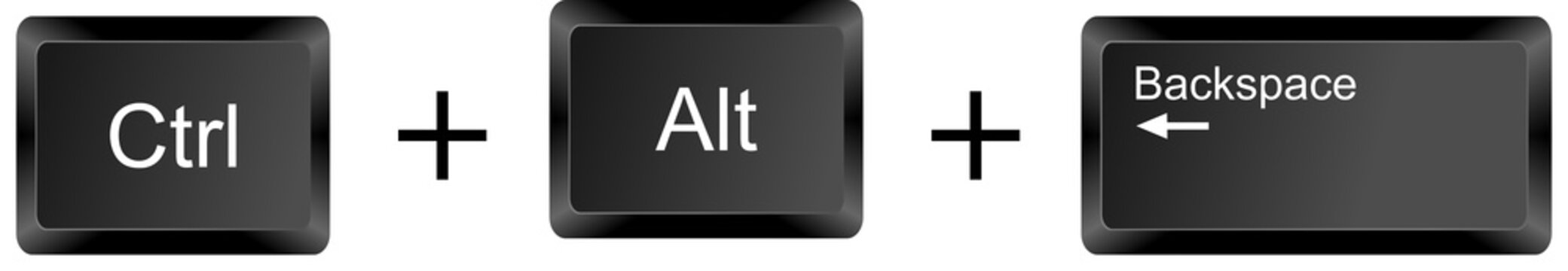 Ctrl Alt Backspace keyboard shortcut keys isolated on white background