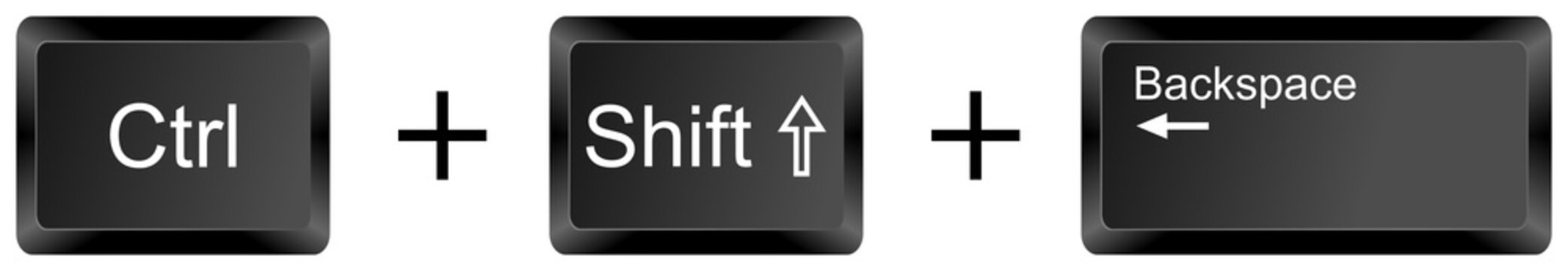 Ctrl Shift Backspace keyboard shortcut keys isolated on white background