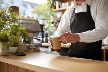 Fototapeta premium Preparing Seasonal Take Away Drink During Autumn with Warm Ambiance