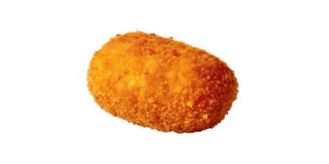 A Delicious Golden Brown Deep Fried Croquette with a Crispy Breadcrumb Coating Isolated on a Transparent Background for Easy Editing.