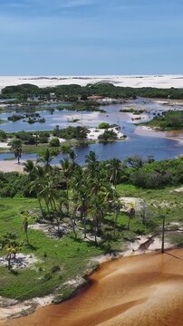 Betania Village At Santo Amaro In Maranhao Brazil. Nature Landscape. Beautiful Rainforest. Betania Village In Maranhao. Oasis Scenery. Colored River. Native Village. Brazil Northeast.