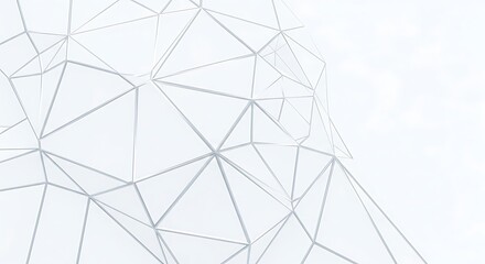 Abstract geometric network structure in white and gray, clean digital futuristic background design