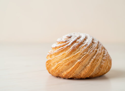 Traditional Neapolitan Sfogliatella Riccia Pastry on Marble Surface