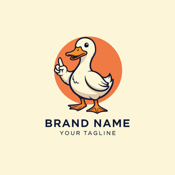 Cartoon Duck Logo Template Design Element.