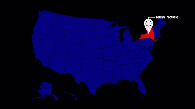 New York State Pinpoint Animation on USA Map