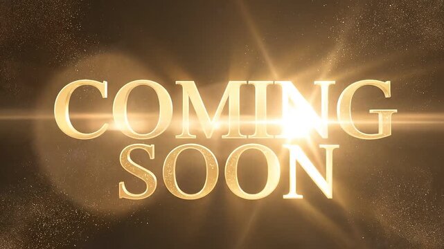 Golden Coming Soon announcement with smoke and glitter effect