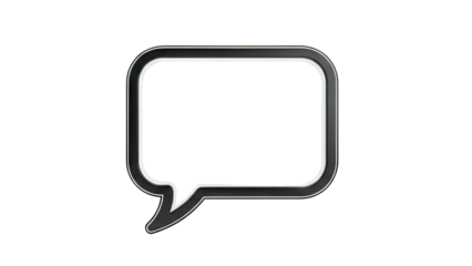 3D Rendered Speech Bubble Icon with Black Outline and White Interior