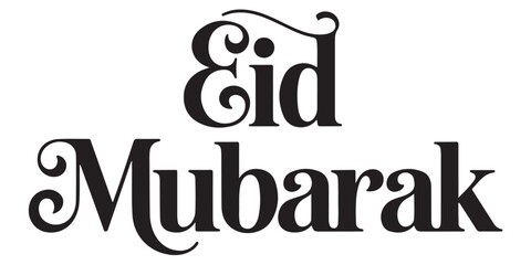 Eid mubarak typography design for islamic holiday celebration with elegant decorative lettering © MDABDUR