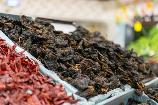 Dried Chipotle Pepper Pile at Market