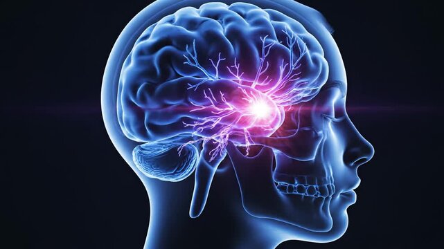 Human brain with neural activity